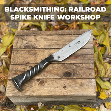 Load image into Gallery viewer, Blacksmithing: Forged Railroad Spike Knife
